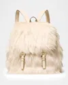 Michael Michael Kors Quinn Medium Faux Fur Flap Backpack In Sand