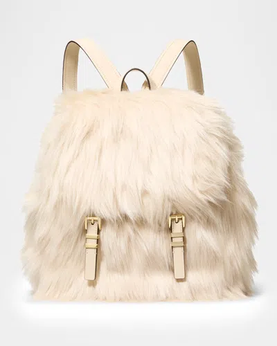 Michael Michael Kors Quinn Medium Faux Fur Flap Backpack In Sand