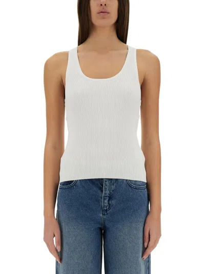 Michael Michael Kors Racerback Scoop Neck Top In Silver