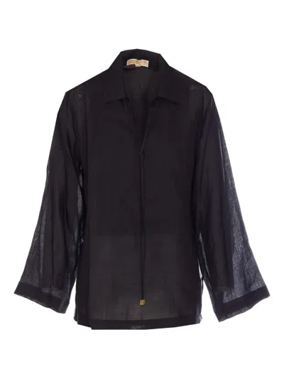 Michael Michael Kors Ramie Shirt In Black