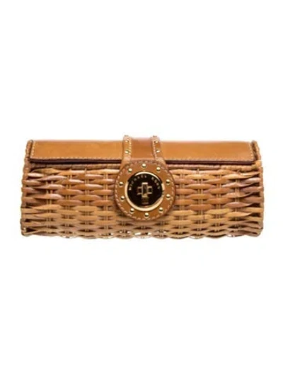 Pre-owned Michael Michael Kors Rattan Clutch In Brown