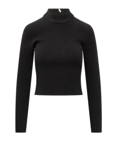 Michael Michael Kors Rear Zipped Mock Neck Jumper In Black