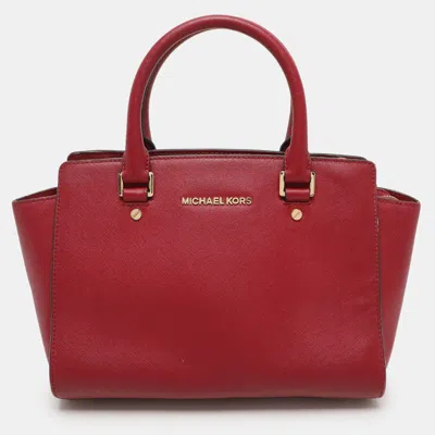 Pre-owned Michael Michael Kors Red Blue Leather Medium Selma Satchel