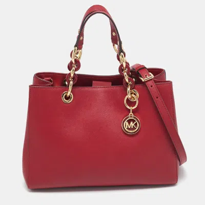 Pre-owned Michael Michael Kors Red Leather Cynthia Tote