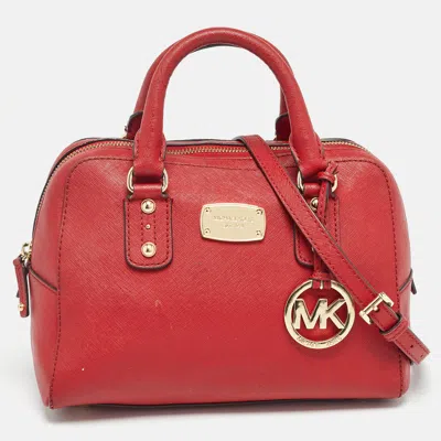 Pre-owned Michael Michael Kors Red Leather Satchel