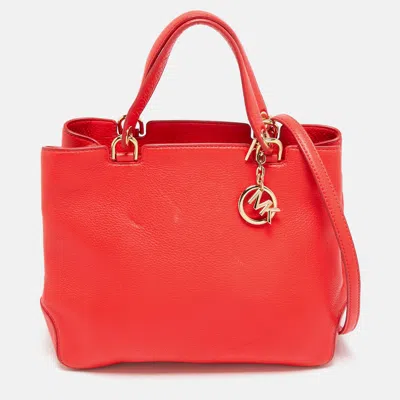 Pre-owned Michael Michael Kors Red Soft Leather Anabelle Zip Tote