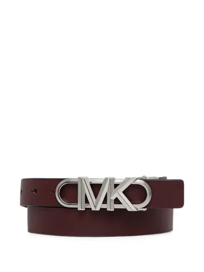 Michael Michael Kors Reversible Logo Belt In Burgundy
