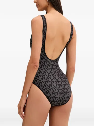 Michael Michael Kors Reversible Logo Scoopneck Swimsuit In 블랙