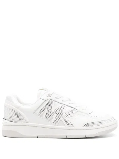 MICHAEL MICHAEL KORS RHINESTONE-EMBELLISHED LEATHER SNEAKERS