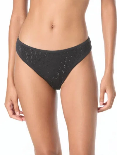 Michael Michael Kors Rhinestone Studded Solids Bikini Bottom In Black
