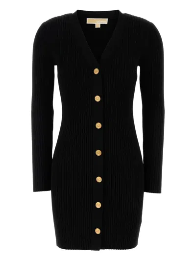 MICHAEL MICHAEL KORS RIBBED BUTTON-FRONT MINI DRESS