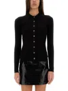 Michael Michael Kors Fitted Ribed Long Sleeves Button Up