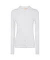 Michael Michael Kors Fitted Ribed Long Sleeves Button Up In White