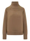 Michael Michael Kors Ribbed Funnel-neck Sweater In Brown