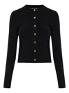 Michael Michael Kors Ribbed Gold-button Cardigan In Black