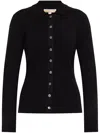 Michael Michael Kors Fitted Ribed Long Sleeves Button Up In Black