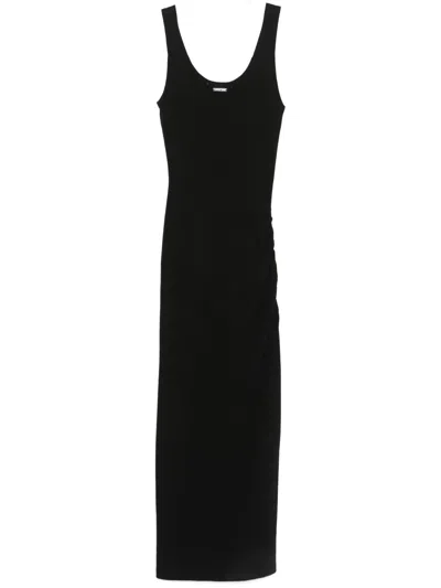 Michael Michael Kors Ribbed Knit Midi Dress In Black