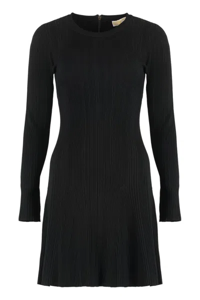 Michael Michael Kors Ribbed Knit Dress In Black