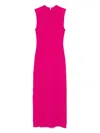 Michael Michael Kors Ribbed Mock-neck Midi Dress In Pink