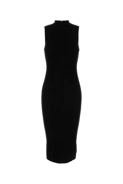 Michael Michael Kors Ribbed Mock Nk Midi Drs-m Nd Michael By Michael Kors Female In Black