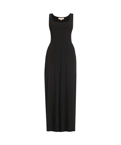 Michael Michael Kors Ribbed Sleeveless Maxi Dress In Black