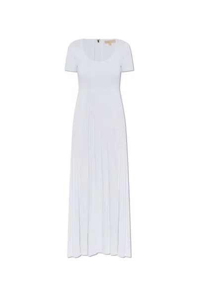 Michael Michael Kors Ribbed Midi Dress In White