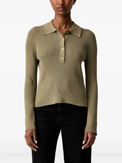 Michael Michael Kors Ribbed-knit Polo Sweater In Green
