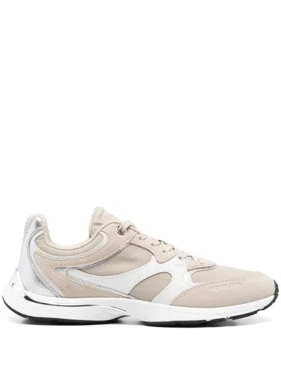 Michael Michael Kors Riley Mixed-media Sneakers In Neutrals