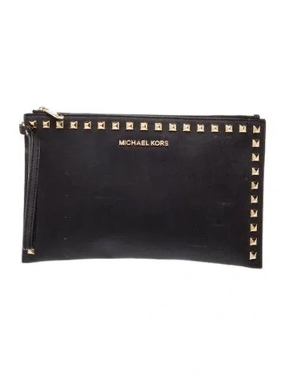 Pre-owned Michael Michael Kors Rockstud Clutch In Black