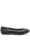 Michael Michael Kors Rory Logo-plaque Leather Ballerinas In Black