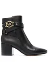 Michael Michael Kors Rory Mid-rise Leather Boots In Schwarz