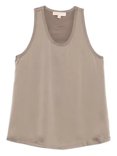 Michael Michael Kors Round-neck Sleeveless Top In Brown