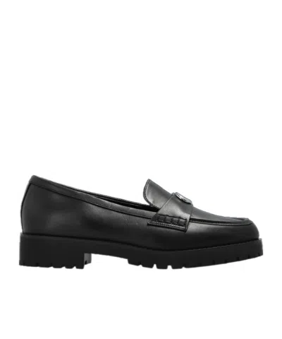 Michael Michael Kors Logo-plaque Leather Ballet Flats In Blue