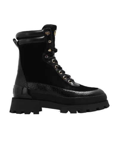 Michael Michael Kors Rowan Lace-up Leather Boots In Black