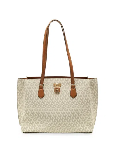 Pre-owned Michael Michael Kors Ruby Logo-print Tote Bag In Neutral