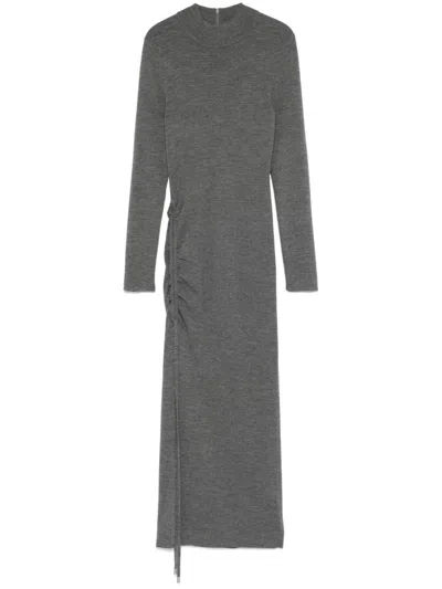 Michael Michael Kors Ruched-detail Midi Dress In 灰色