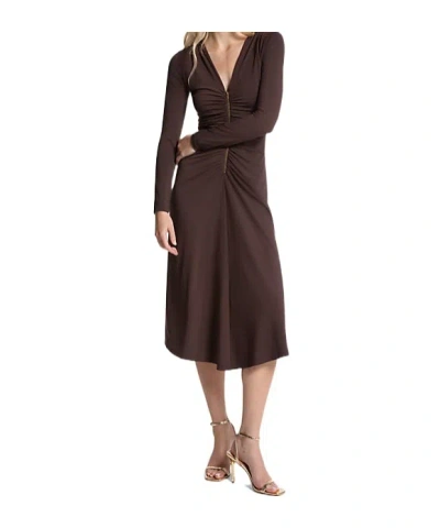 Michael Michael Kors Ruched Stretch Matte Jersey Dress In Brown