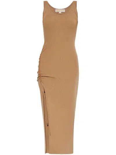 Michael Michael Kors Ruched Tank Dress In Beige