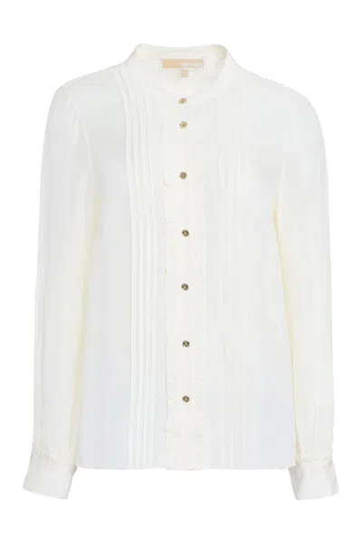 Michael Michael Kors Ruffled Georgette Blouse In Panna