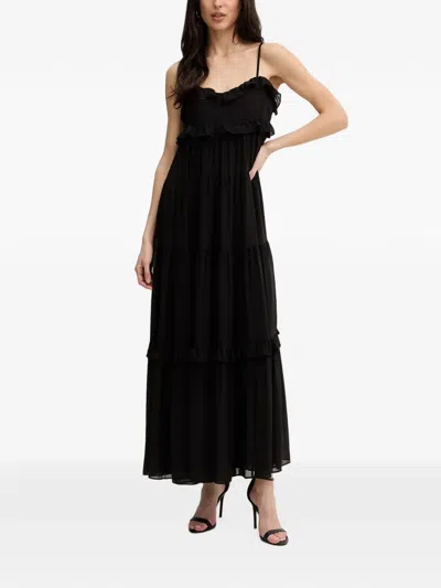 Michael Michael Kors Ruffled Georgette Tiered Maxi Dress In Black