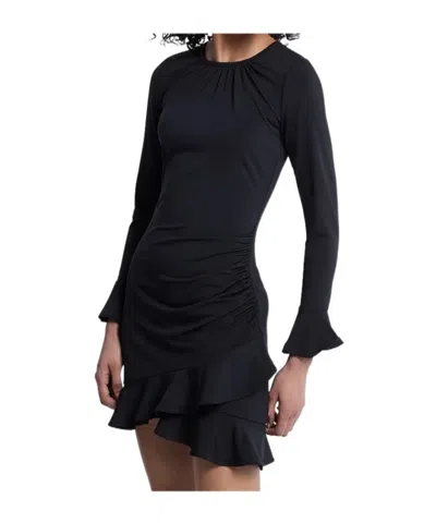 Michael Michael Kors Ruffled Knit Dress In Black