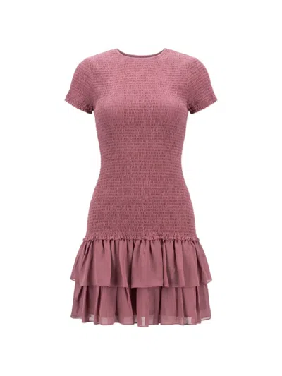 Michael Michael Kors Ruffled Smocked Mini Dress In Pink