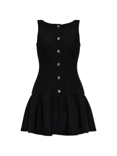 Michael Michael Kors Ruffled-skirt Button-up Mini Dress In Black