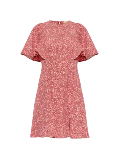 Michael Michael Kors Ruffled-sleeve Speckled Mini Dress In Multi