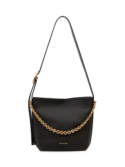 Michael Michael Kors Saffiano Bucket Messenger Bag With Chain Strap In Black