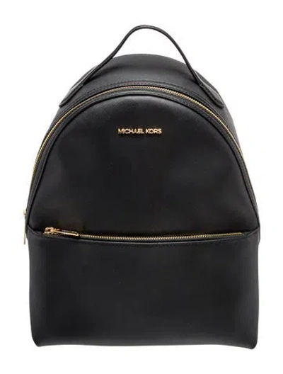 Pre-owned Michael Michael Kors Saffiano Leather Backpack In Black