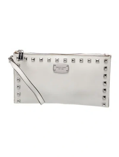 Pre-owned Michael Michael Kors Saffiano Leather Clutch In White
