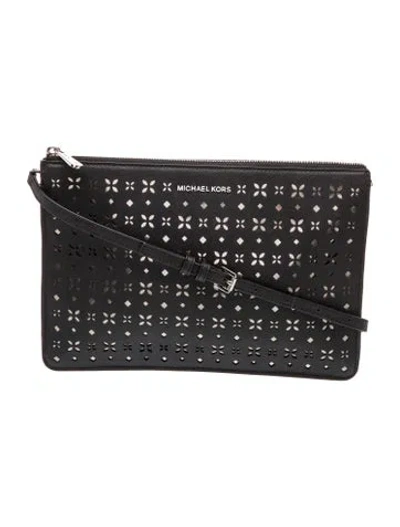 Pre-owned Michael Michael Kors Saffiano Leather Crossbody Bag In Black