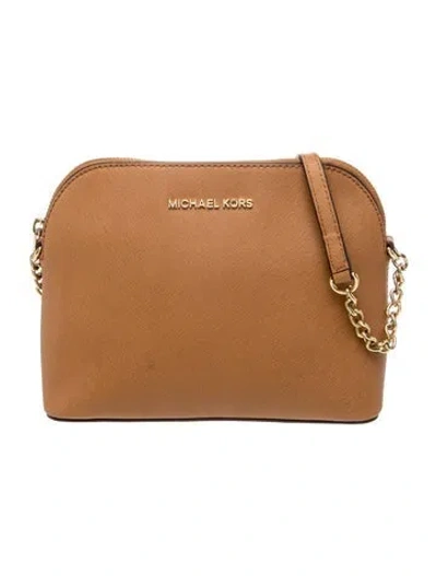 Pre-owned Michael Michael Kors Saffiano Leather Crossbody Bag In Brown