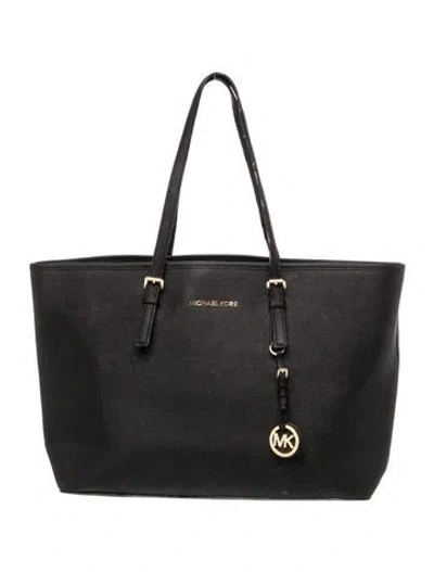 Pre-owned Michael Michael Kors Saffiano Leather Shoulder Bag In Black
